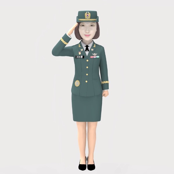 3D 군인피규어 육군정복 여군 경례자세