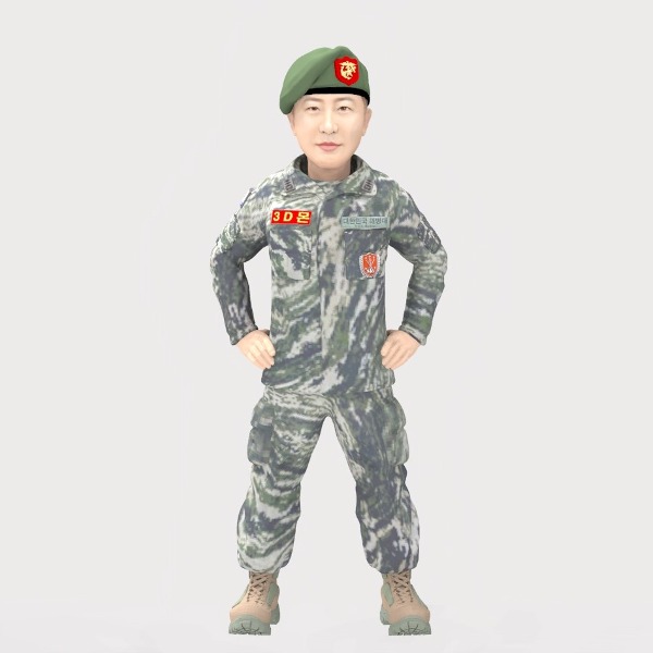 3D 군인피규어 해병대 붉은 배레모 양손허리