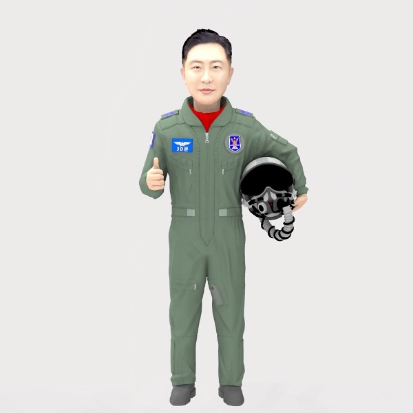 3D 군인피규어 공군 조종사 헬멧 엄지척