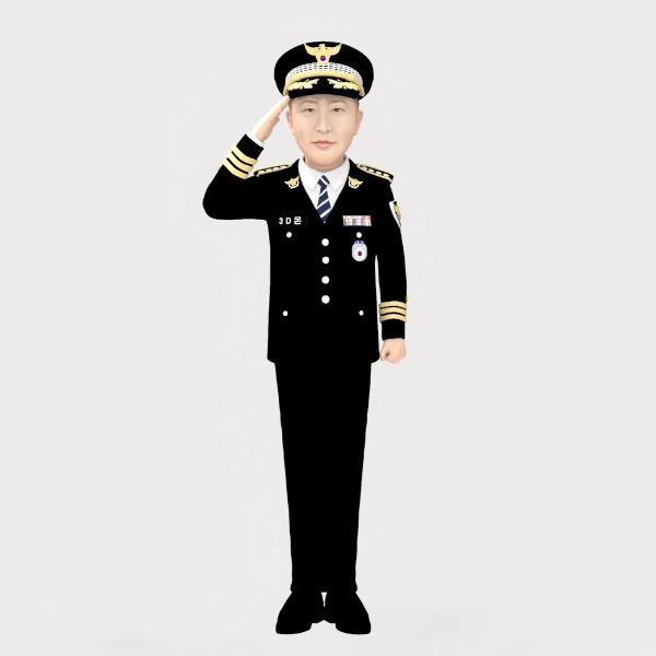3D 경찰피규어 정복 (모자 착용 경례)
