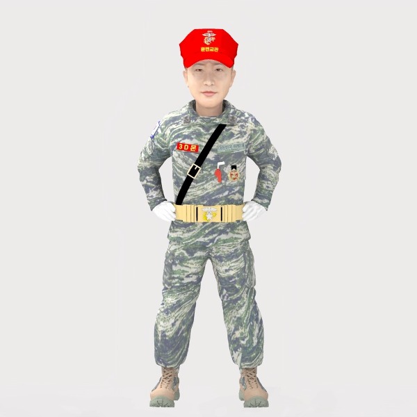 3D 군인피규어 해병대 훈련교관 양손허리 팔각모